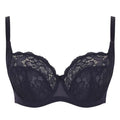 Front view of Panache Imogen bra in a navy blue colour with lacy cups