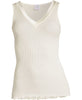 Oscalito V-neck satin trim tank top in ivory