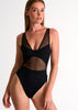 Shan Intemporel V-Neck Mesh Fullpiece - Caviar