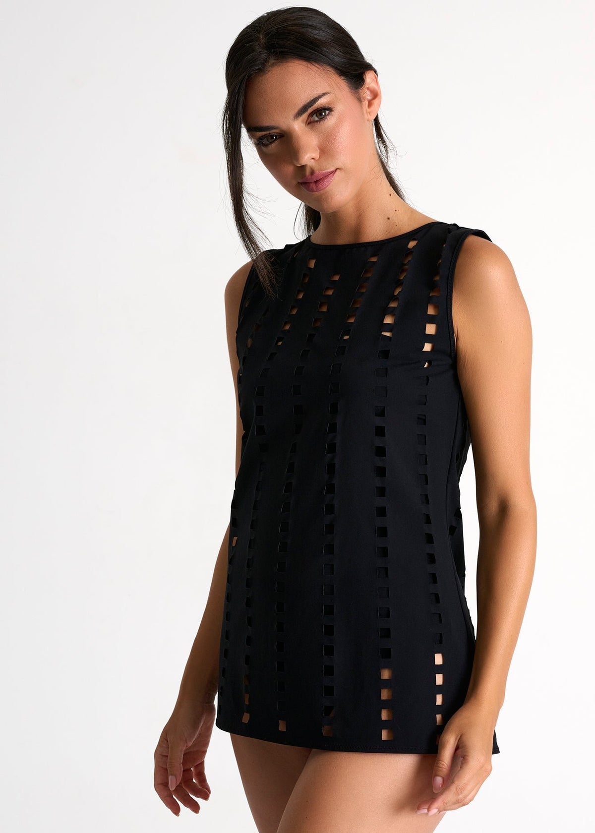 Shan Maeva Mosaic Cutout Short Dress - Black