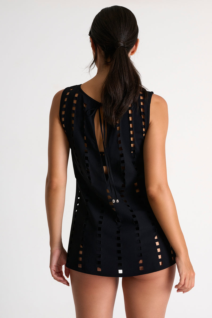 Shan Maeva Mosaic Cutout Short Dress - Black