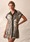 Shan Taffetas Short Sleeve Shirt - Hibiscus