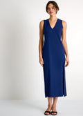 Shan Elisabeth V-Neck Long Dress - Navy Curacao
