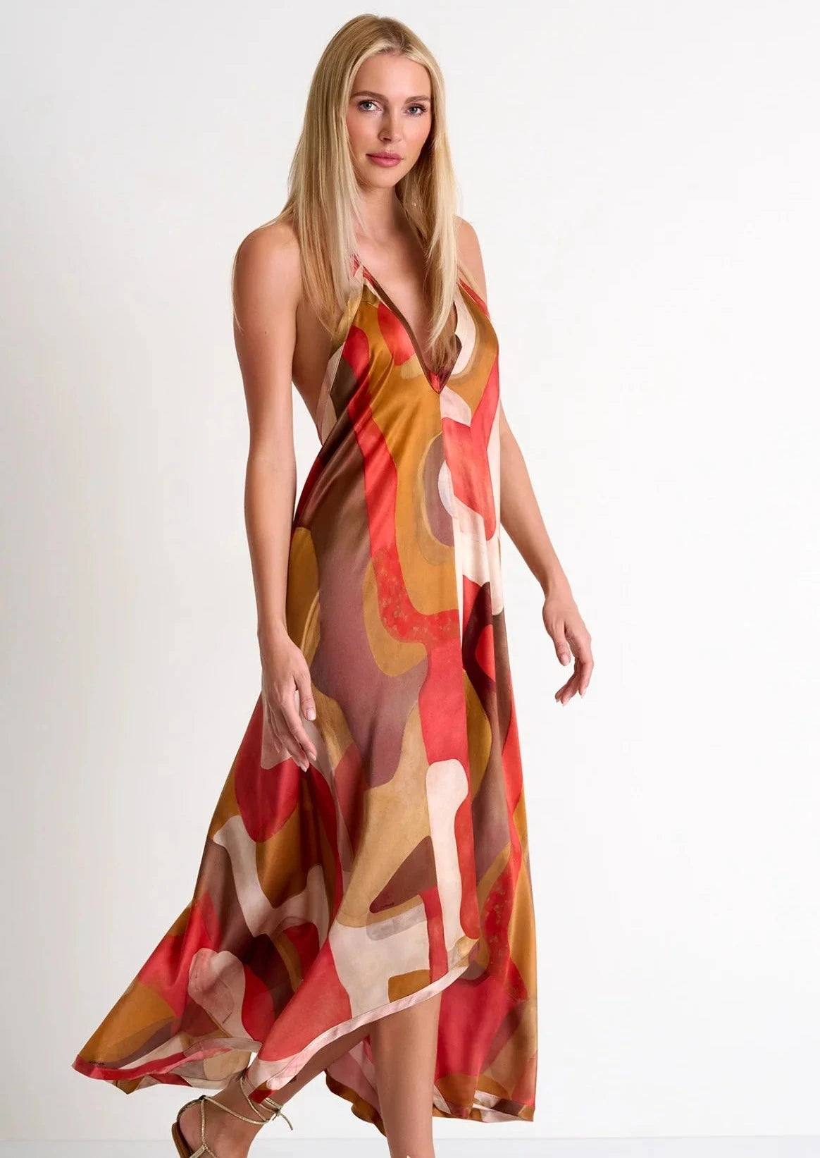 Shan Soie Silk Halter Dress - Sunset