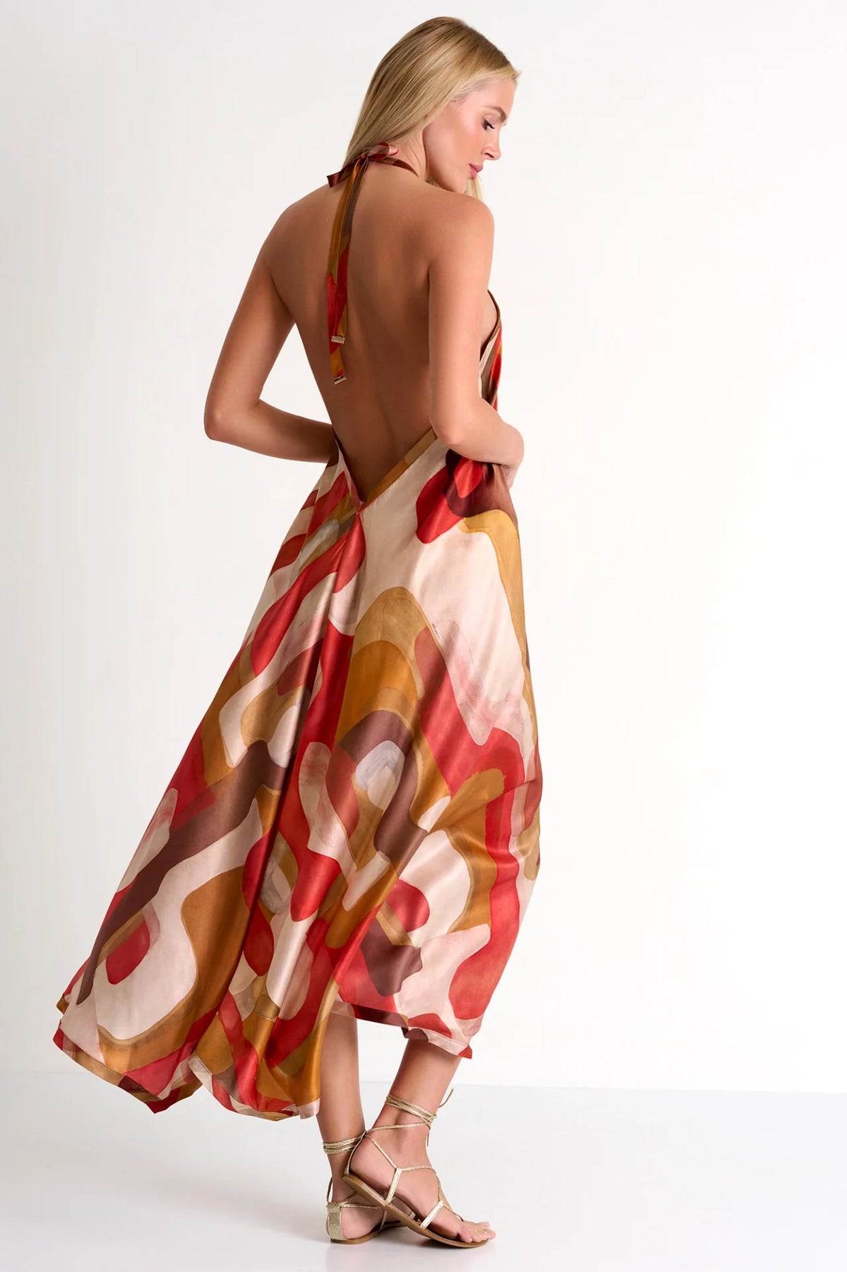 Shan Soie Silk Halter Dress - Sunset