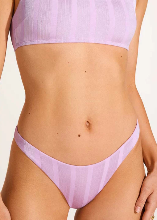 Vitamin A  Shiny Stripe California High Leg Bikini Bottom