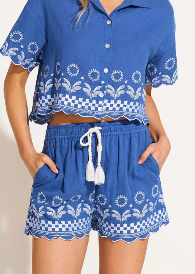 Vitamin A Mykonos Daya Embroidered Short