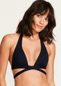 Vitamin A Sirena Wrap Bikini Top - Black EcoRib