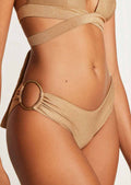 Vitamin A Pin Up Star Full Bikini Bottom - Golden Glow Metallic