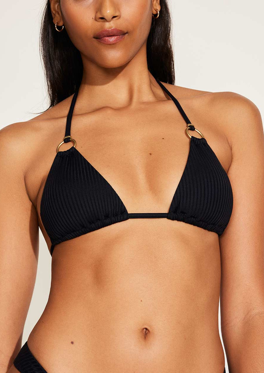 Vitamin A Cosmo Tri Bikini Top - Black EcoRib – Melmira Bra & Swimsuits