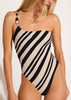 Vitamin A Terra One Shoulder Fullpiece - Sandbar Stripe