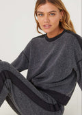 Bella Dahl Contrast Fleece Crewneck Sweater - Vintage Black