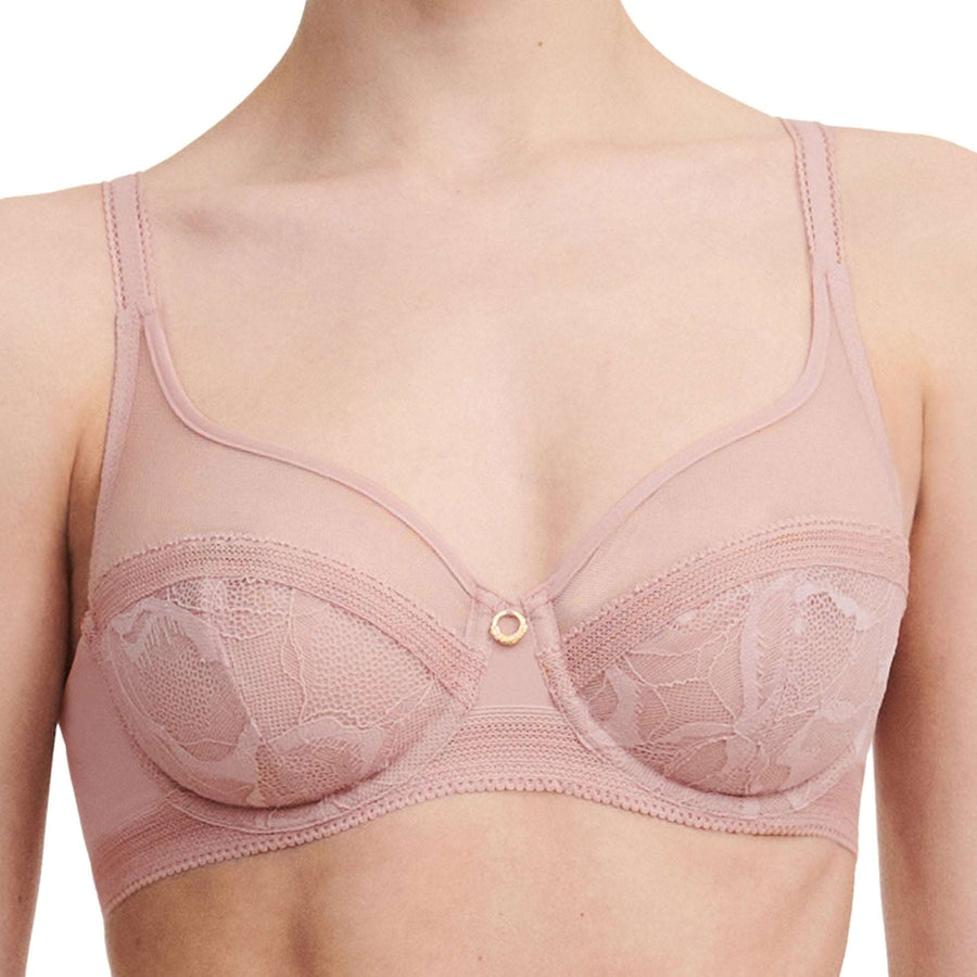 Front of Chantelle True Lace 11M1 Full Cup Bra in English Rose