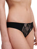 Black lace Chantelle Orchids thong panty with gold-colour finishes