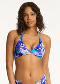 Sea Level Cascade Twist Front Multifit Halter Bikini Top