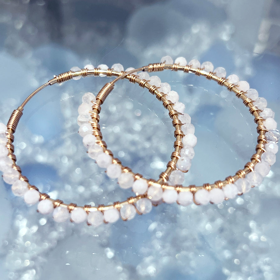 Olaeda Gemstone Wrapped Hoop Earrings