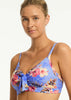 Sea Level Blue Hawaii Tie Front DD/E Bikini Top