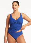 Sea Level Spinnaker Cross Front Tankini Top