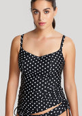 panache anya spot tankini top in black and white
