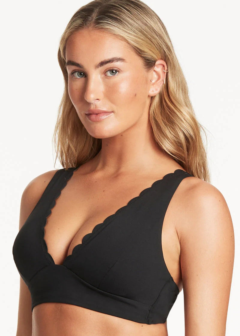 Sea Level Scallop Longline Tri Bikini Top