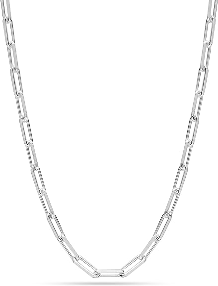Olaeda Heavy Paperclip Sterling Silver Chain Necklace - 20"