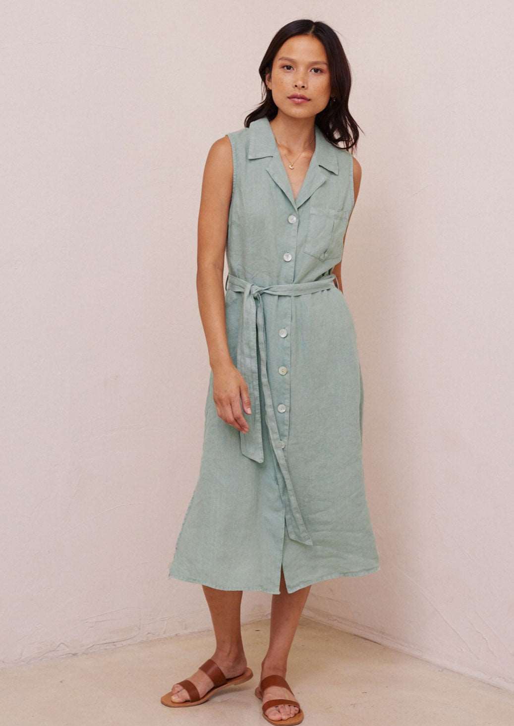 bella dahl belted shirt dress Bella Dahl Long Sleeve Belted Shirt Dress - Basil Green