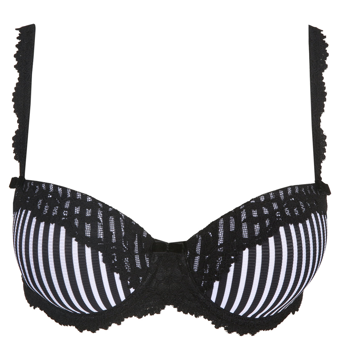 Black and white Marie Jo bra with lace on straps and cup