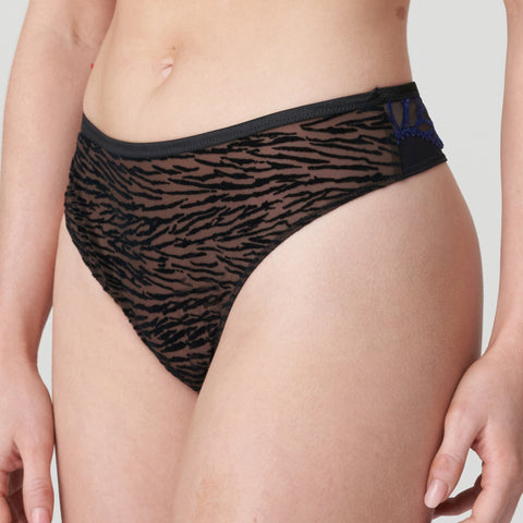Side view of Black printed texture Prima Donna Cheyney thong
