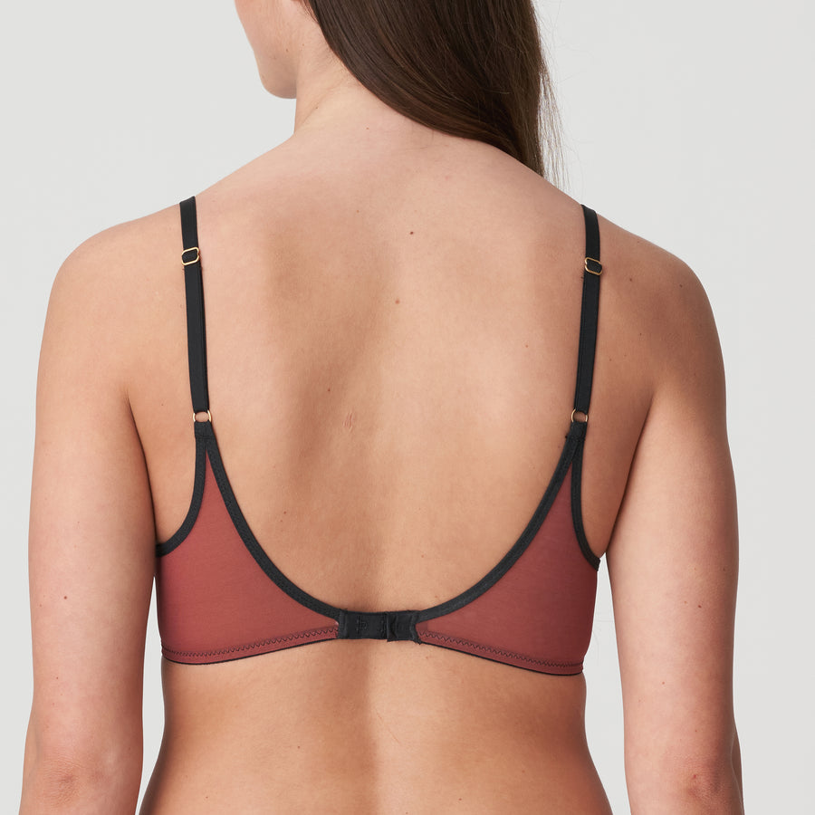Reddish-brown Marie Jo push-up bra with black straps