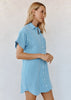 Bella Dahl Roll Sleeve Shirt Dress - Coastal Stripe Wash