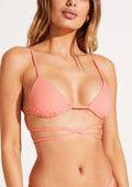 Vitamin A Gia Ring Tri Bikini Top - Pink Coral EcoRib