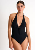 Shan Classique Halter Deep V Fullpiece - Caviar