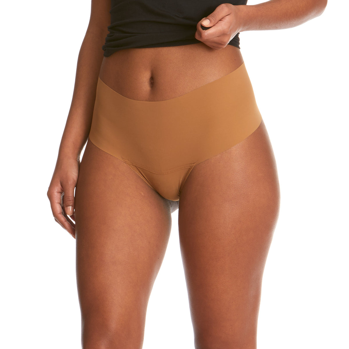 Front of Hanky Panky Breathe High Rise Thong in Toffee