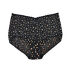 Hanky Panky Cross Dyed Leopard Retro V-Kini Panty Flay Lay in Black