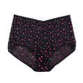 Hanky Panky Cross Dyed Leopard Retro V-Kini Panty Flay Lay in Black