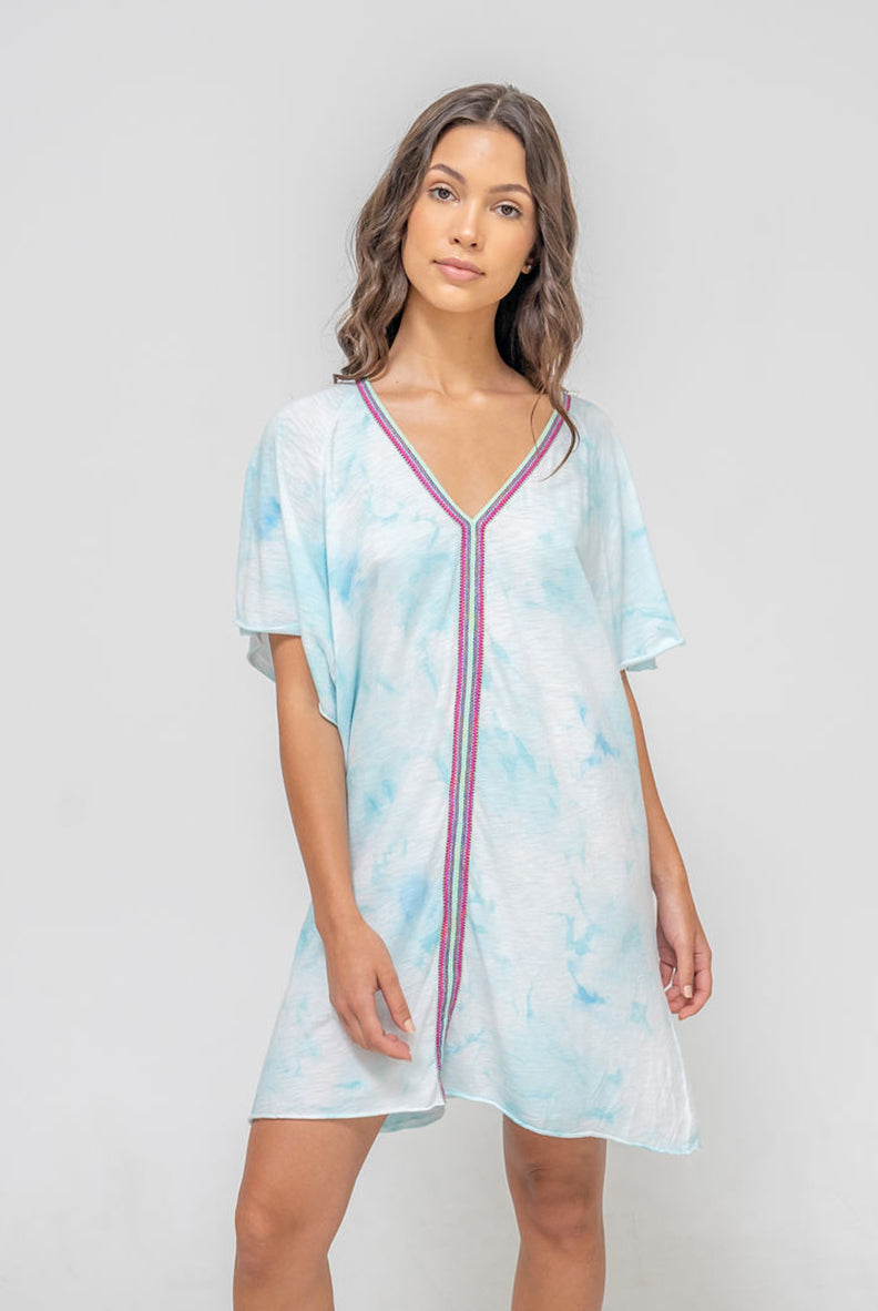 Pitusa Tie Dye Mini Abaya Dress