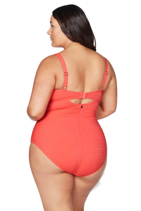 DELIMIRA Women's One Piece Bathing Suit Plus Size Swimsuit Tummy