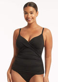 Sea Level Eco Essentials Underwire Cross Front DD/E Tankini Top