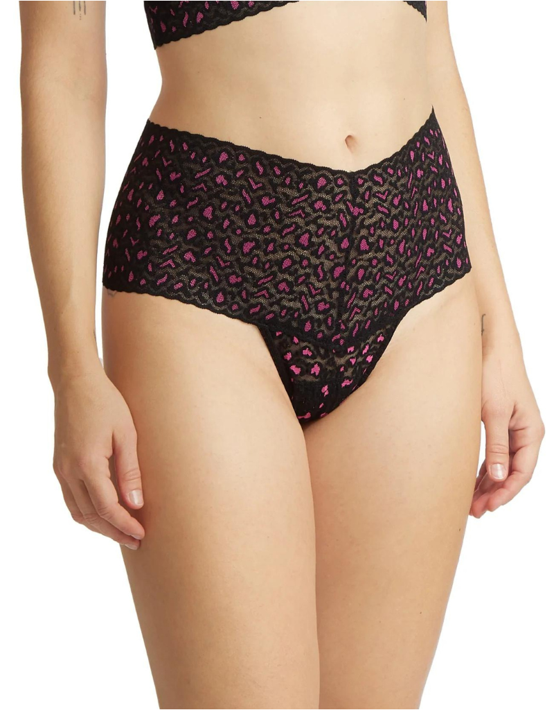 Front of Hanky Panky Cross Dyed Leopard Retro Thong